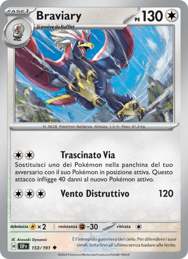 Braviary, card 153 from Scintille Folgoranti