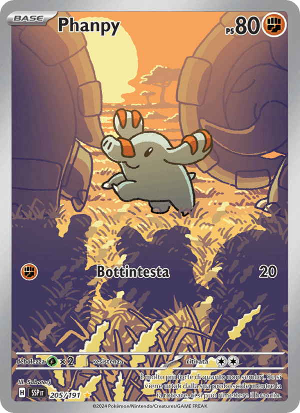 Phanpy, carte 205 de Scintille Folgoranti