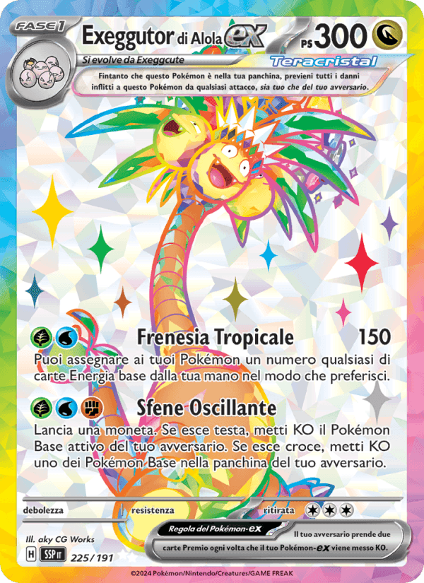 Exeggutor di Alola-ex, carta 225 di Scintille Folgoranti