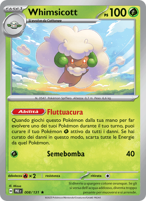 Whimsicott, carte 008 de Evoluzioni Prismatiche