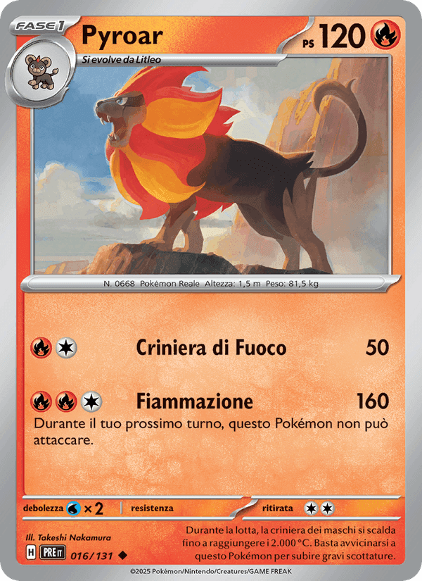 Pyroar, carta 016 di Evoluzioni Prismatiche
