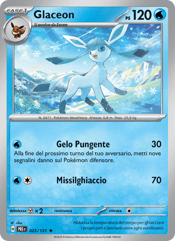 Glaceon, carta 025 de Evoluzioni Prismatiche