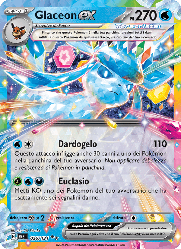 Glaceon-ex, carta 026 de Evoluzioni Prismatiche