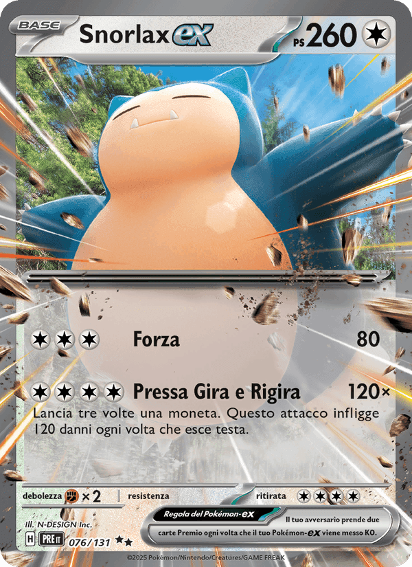 Snorlax-ex, carta 076 di Evoluzioni Prismatiche