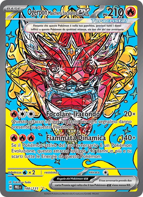 Evoluzioni Prismatiche の 148 番、Ogerpon Maschera Focolare-ex
