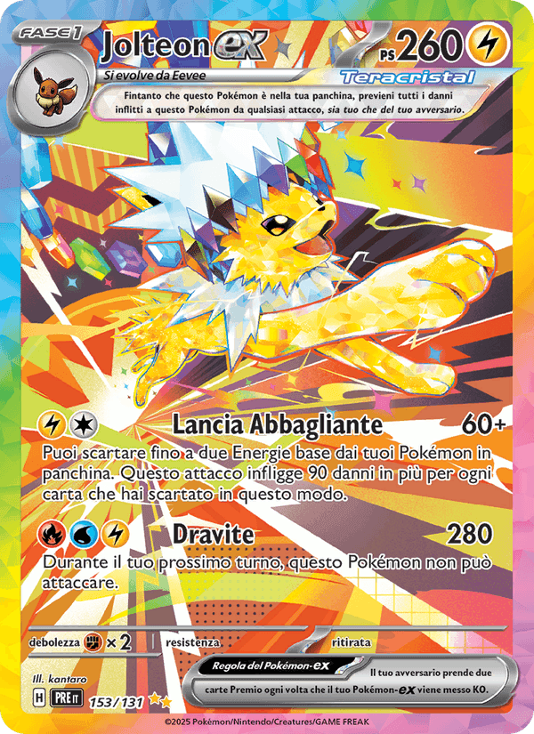 Jolteon-ex, carte 153 de Evoluzioni Prismatiche