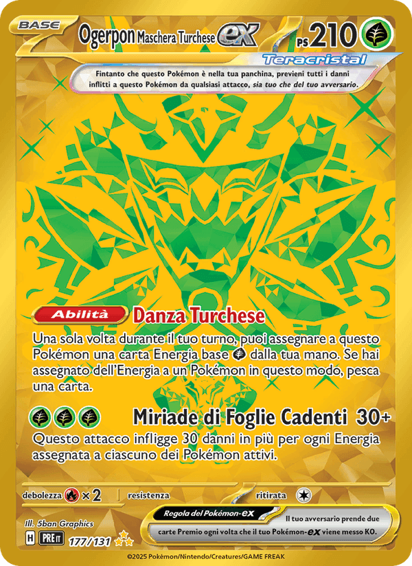 Ogerpon Maschera Turchese-ex, carta 177 di Evoluzioni Prismatiche