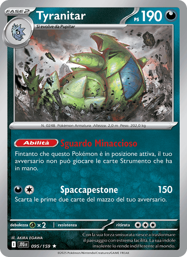 Tyranitar, card 095 from Avventure Insieme