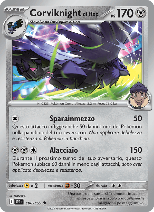Corviknight di Hop, carta 108 di Avventure Insieme