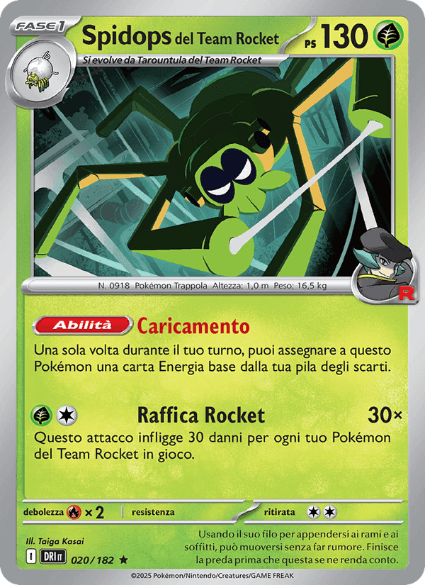 Rivali Predestinati の 020 番、Spidops del Team Rocket