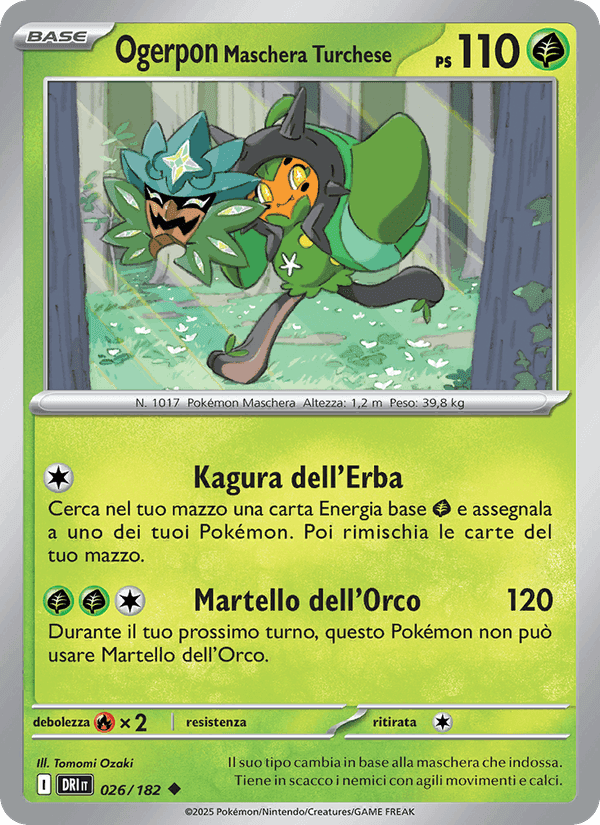 Ogerpon Maschera Turchese, carta 026 di Rivali Predestinati