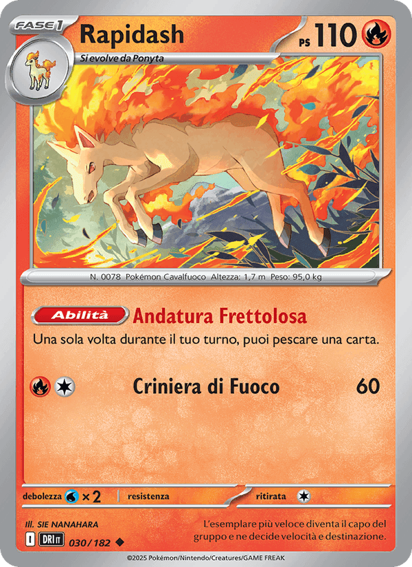 Rapidash, carta 030 di Rivali Predestinati