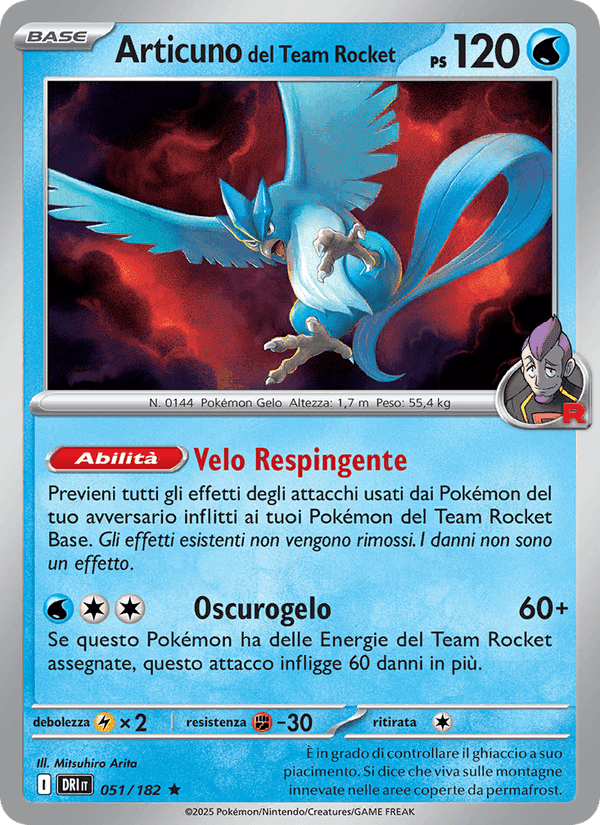 Articuno del Team Rocket, carta 051 di Rivali Predestinati
