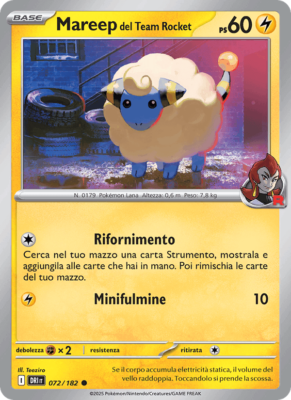 Mareep del Team Rocket, carta 072 di Rivali Predestinati