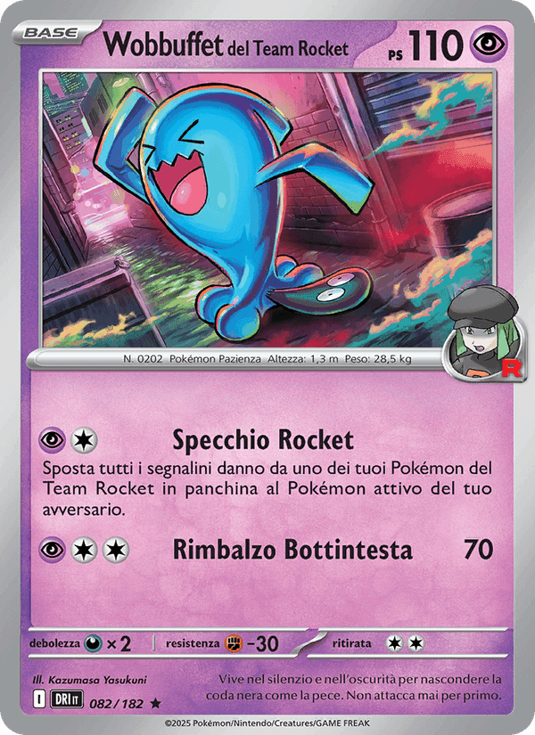 Wobbuffet del Team Rocket, carta 082 di Rivali Predestinati