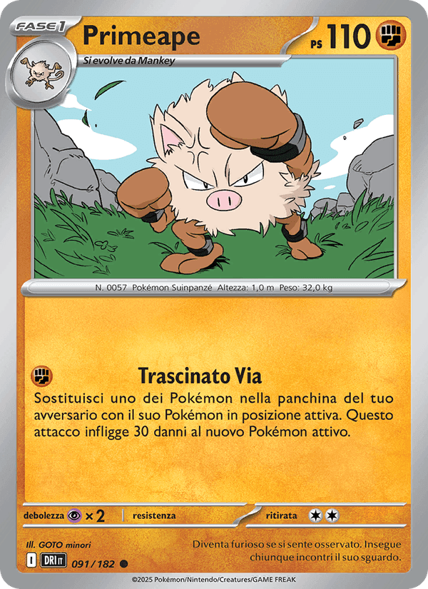 Primeape, carta 091 di Rivali Predestinati