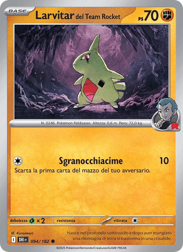 Larvitar del Team Rocket, carta 094 di Rivali Predestinati