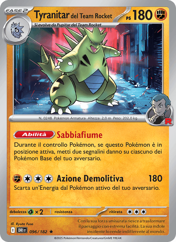 Tyranitar del Team Rocket, carta 096 di Rivali Predestinati