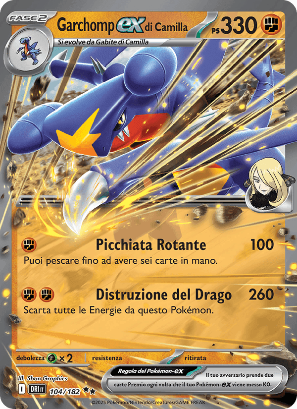 Garchomp-ex di Camilla, carta 104 di Rivali Predestinati