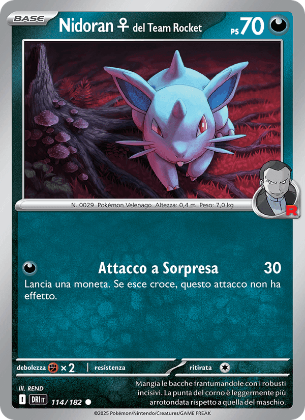 Nidoran♀ del Team Rocket, carta 114 di Rivali Predestinati