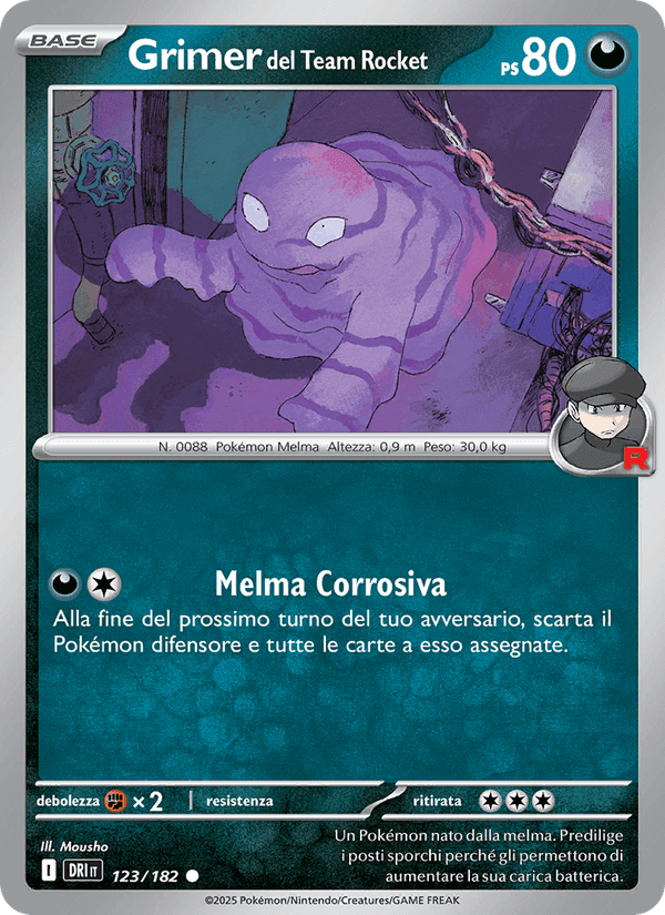 Grimer del Team Rocket, carta 123 de Rivali Predestinati