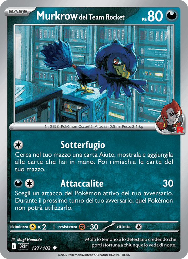 Murkrow del Team Rocket, card 127 from Rivali Predestinati