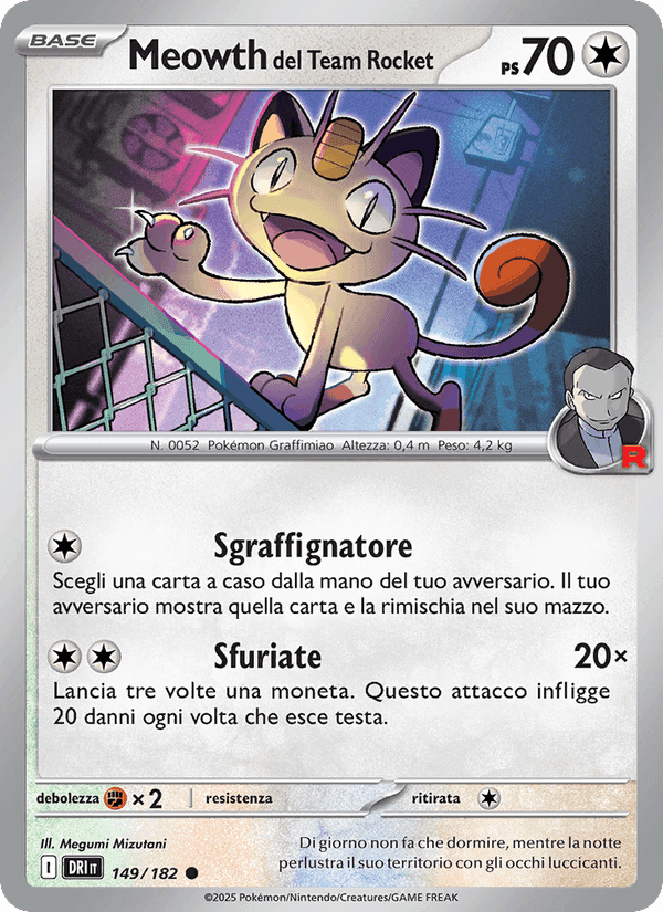 Meowth del Team Rocket, carta 149 di Rivali Predestinati