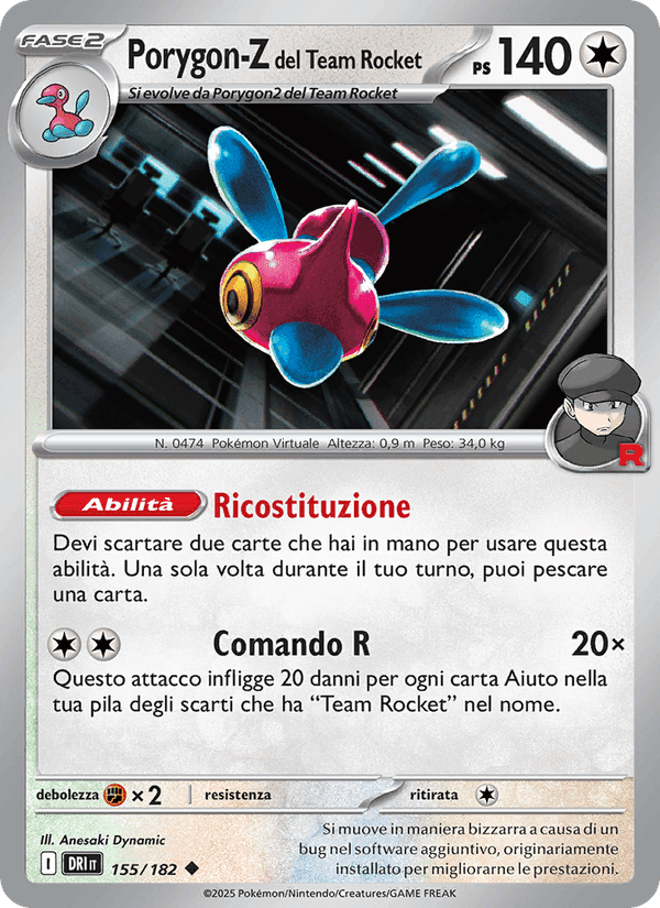 Porygon-Z del Team Rocket, carta 155 di Rivali Predestinati