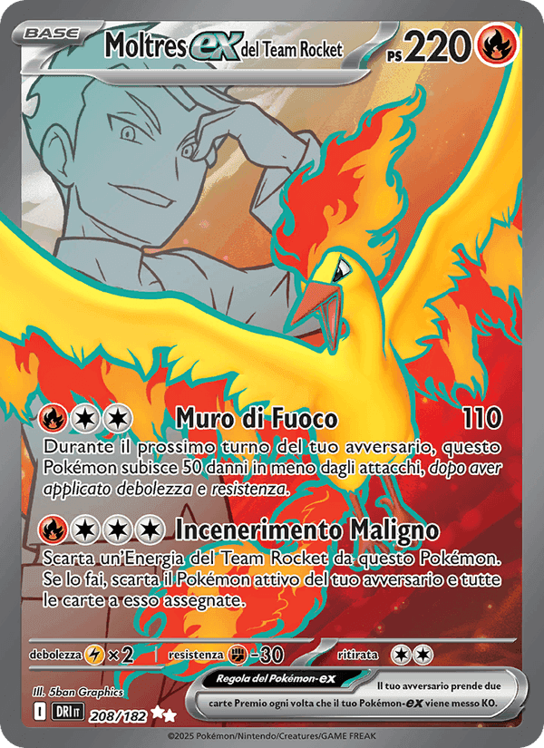 Moltres-ex del Team Rocket, carta 208 di Rivali Predestinati