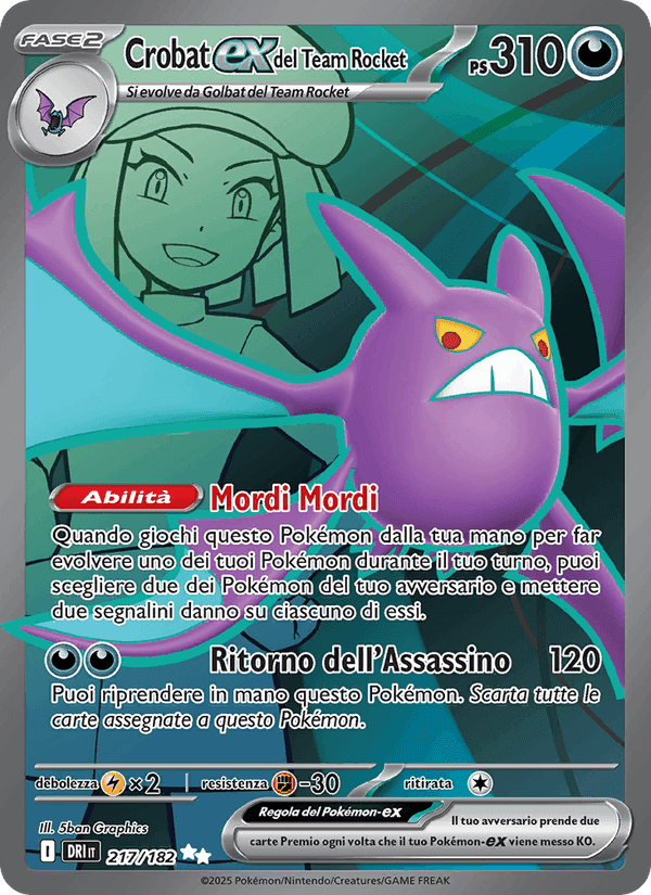 Crobat-ex del Team Rocket, carta 217 di Rivali Predestinati