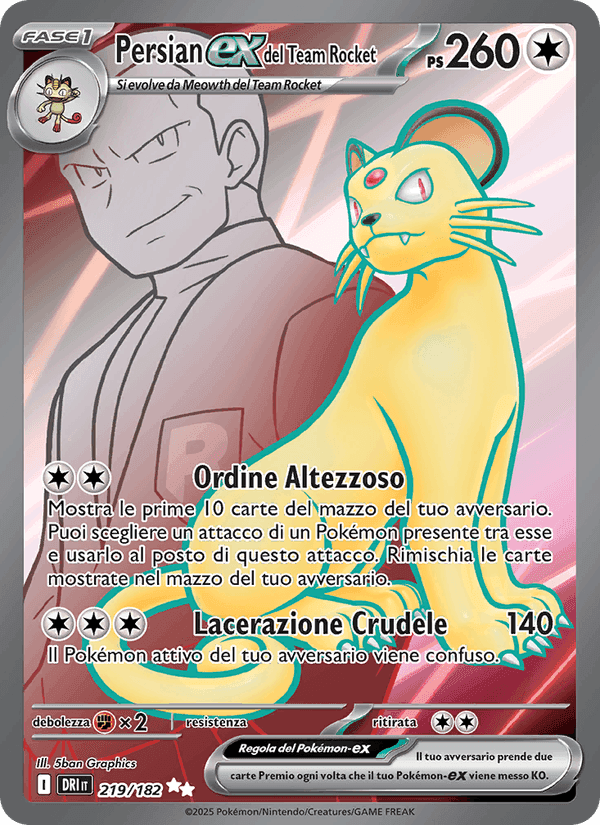 Persian-ex del Team Rocket, carta 219 di Rivali Predestinati