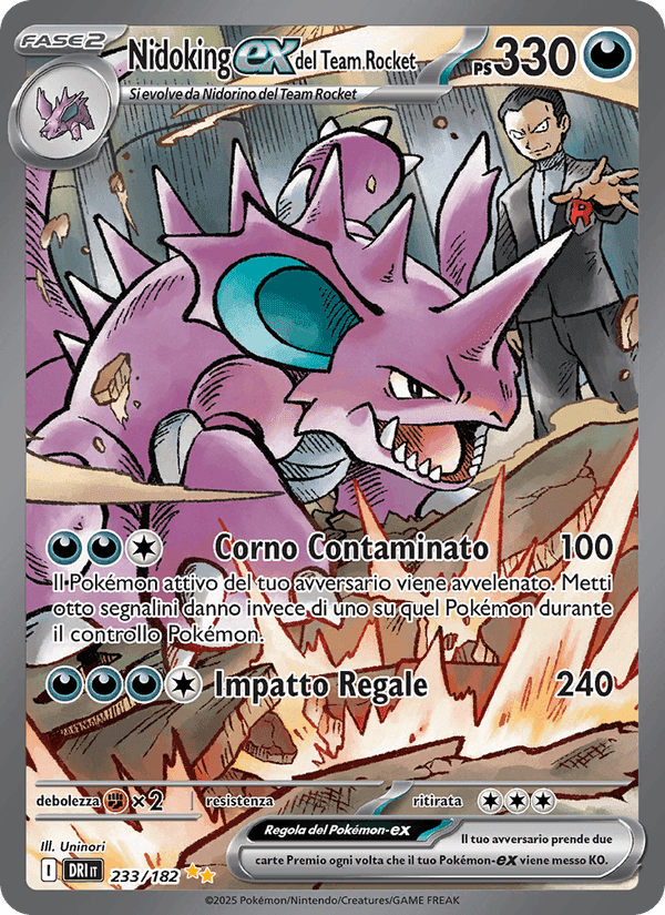 Nidoking-ex del Team Rocket, carta 233 di Rivali Predestinati