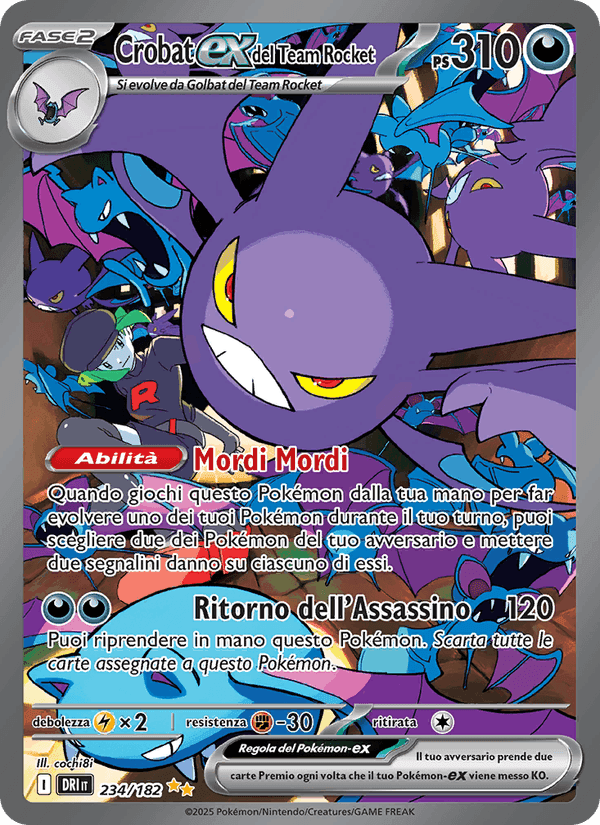 Crobat-ex del Team Rocket, carta 234 di Rivali Predestinati