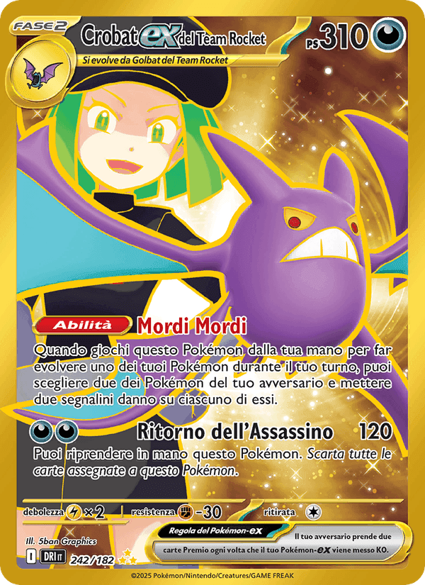 Crobat-ex del Team Rocket, carta 242 di Rivali Predestinati