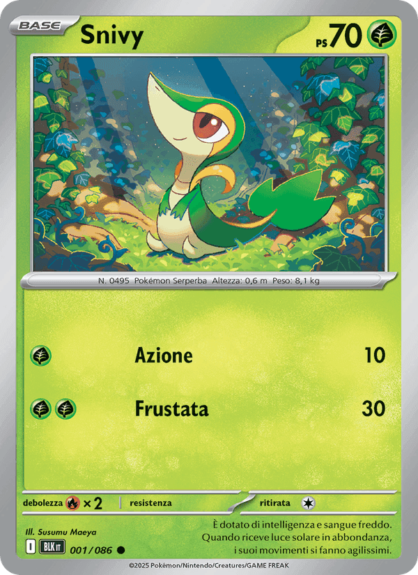 Snivy, carta 001 di Luce Nera