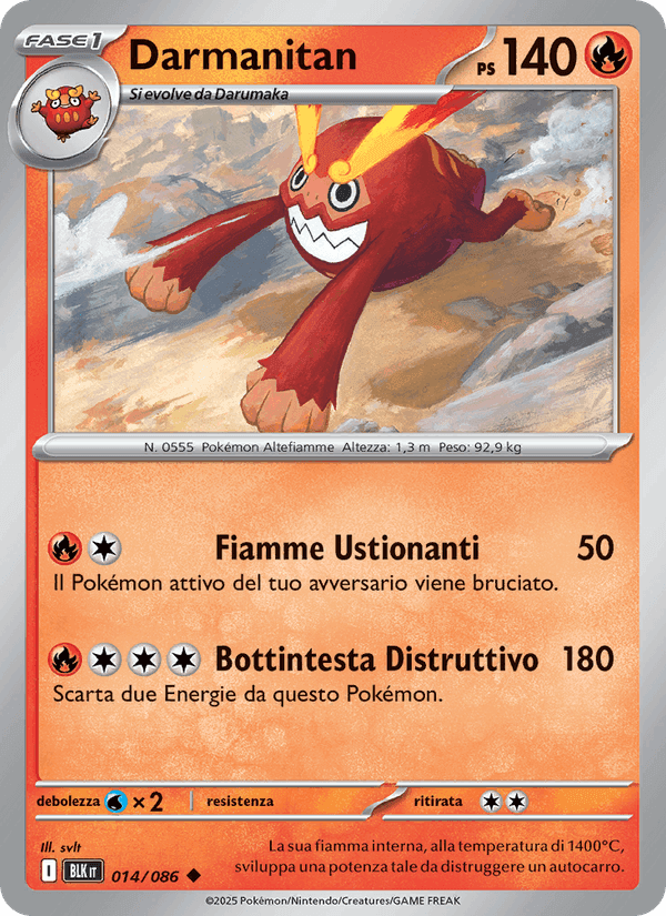 Darmanitan, carta 014 di Luce Nera