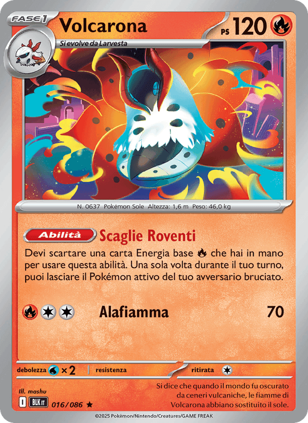 Volcarona, carta 016 di Luce Nera