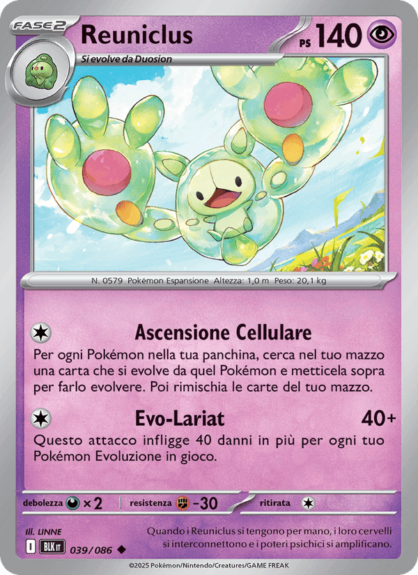 Reuniclus, carta 039 di Luce Nera