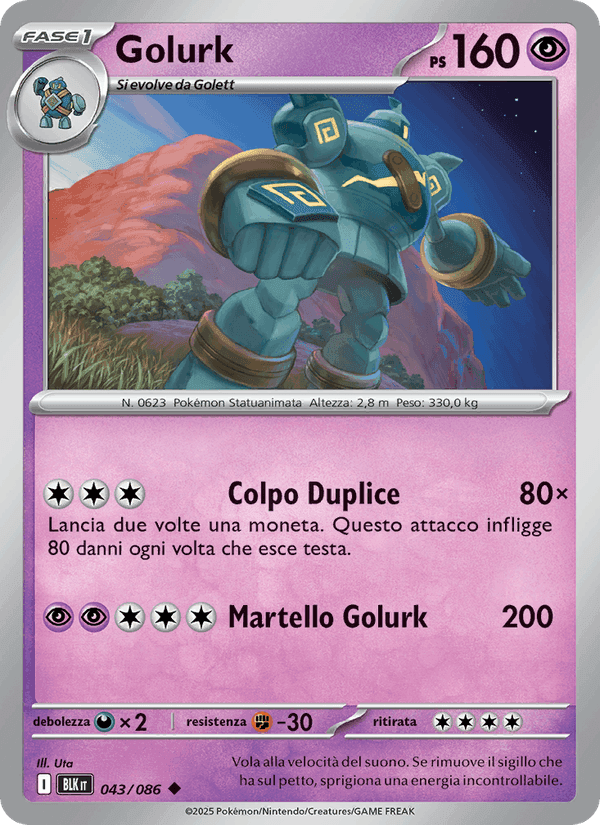 Golurk, carta 043 di Luce Nera