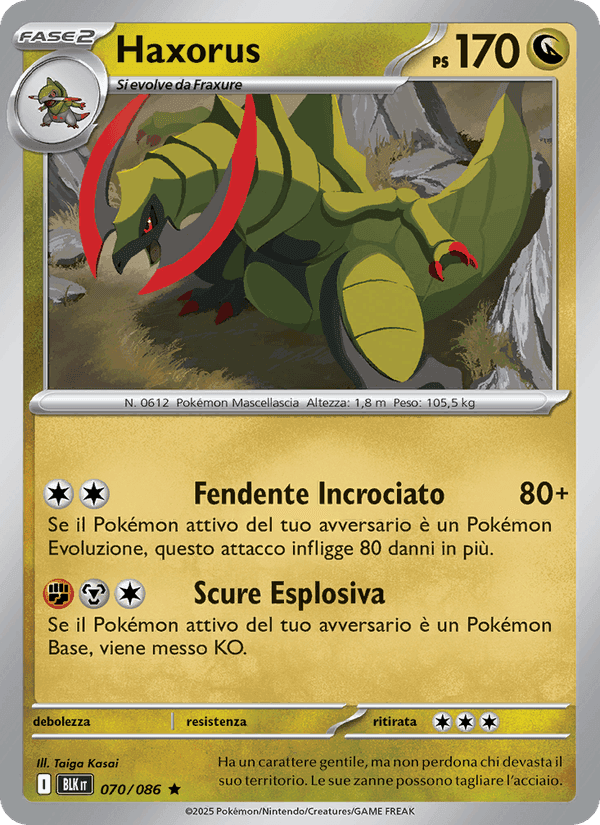 Haxorus, carta 070 di Luce Nera