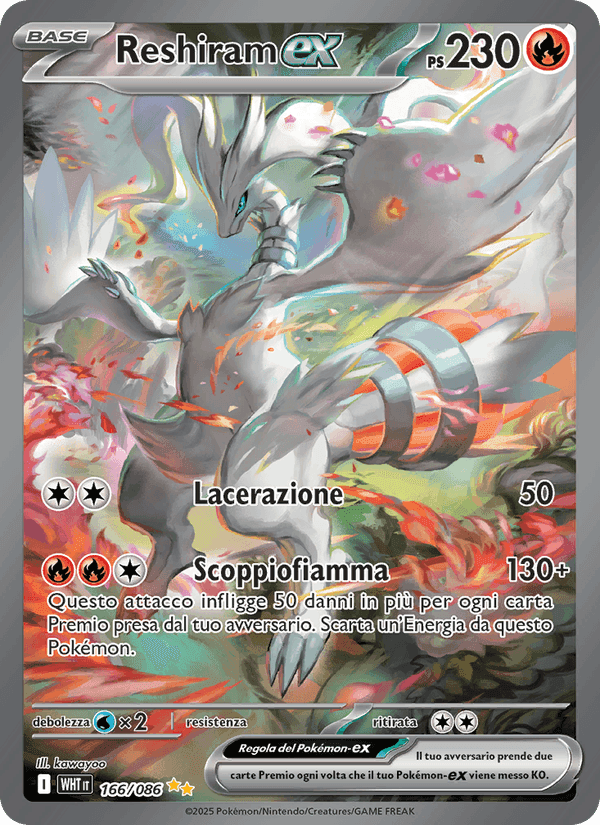 Reshiram-ex, carte 166 de Fuoco Bianco