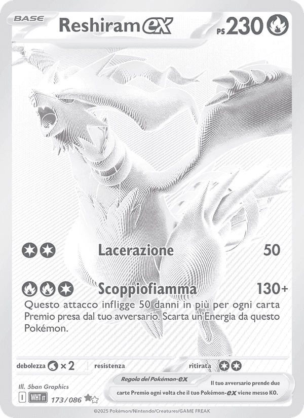 Reshiram-ex, carta 173 di Fuoco Bianco