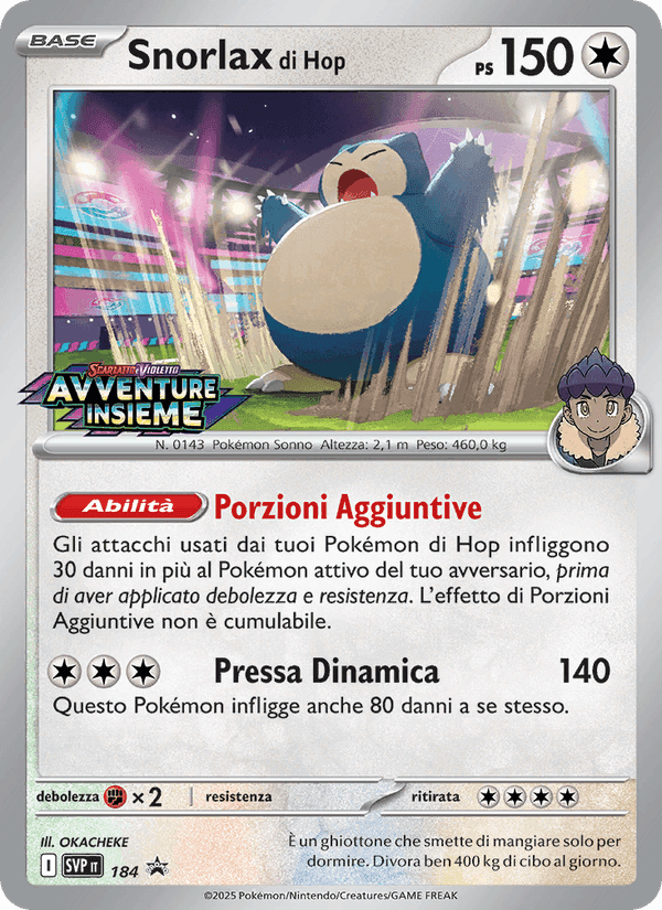Snorlax di Hop, carta 184 di SVP Black Star Promos