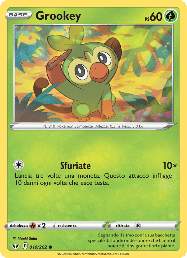 Grookey, carta 10 di Spada e Scudo