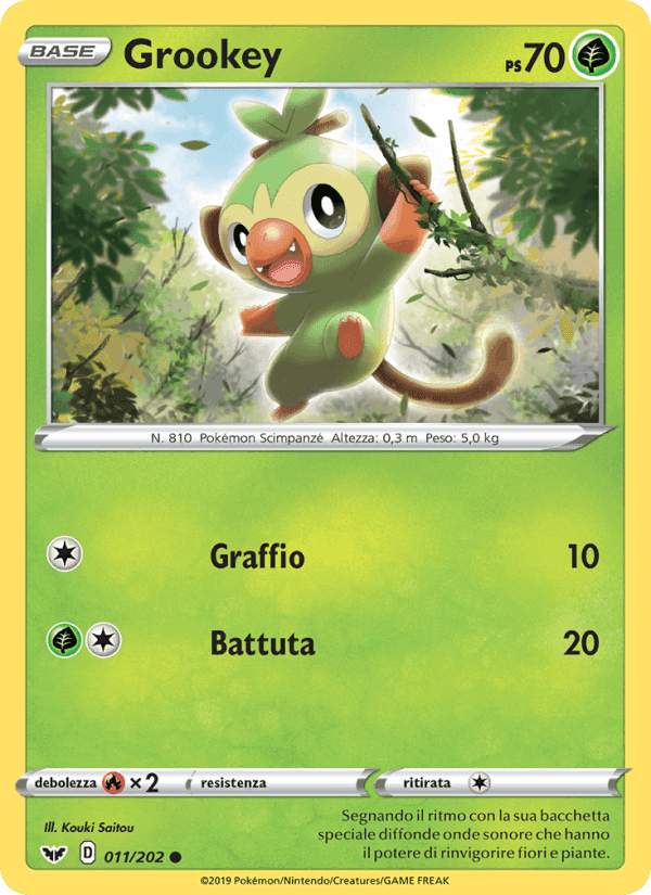 Grookey, carta 11 di Spada e Scudo