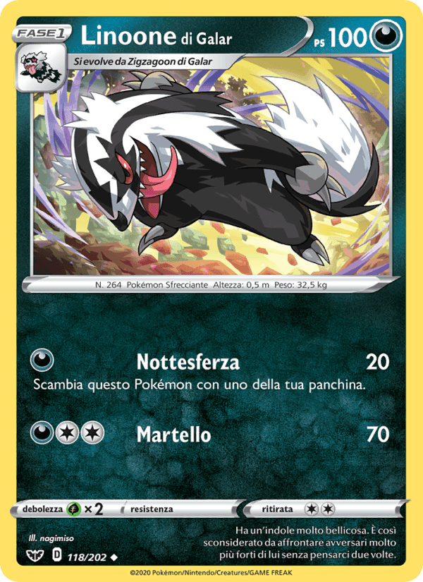 Linoone di Galar, carta 118 di Spada e Scudo