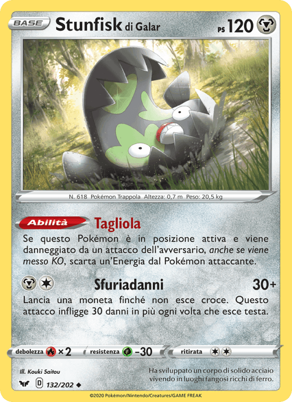 Stunfisk di Galar, card 132 from Spada e Scudo