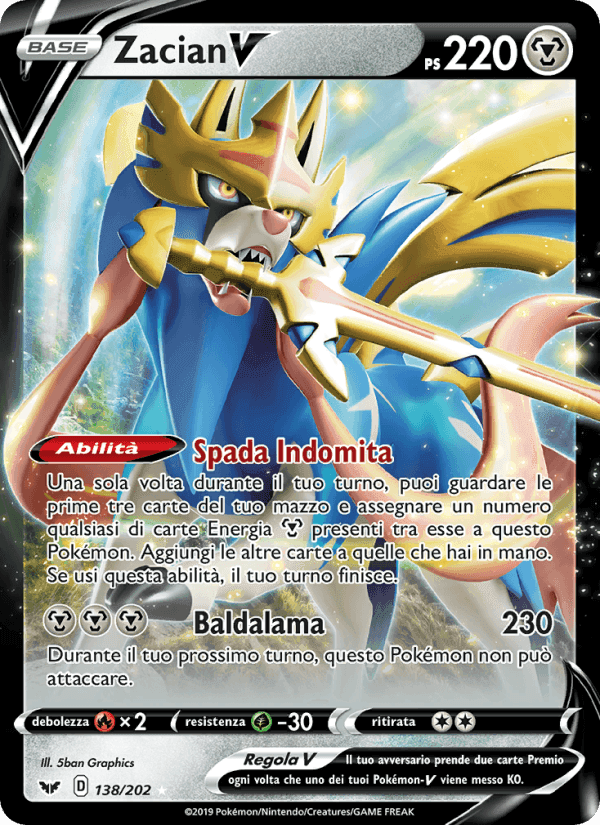 Zacian V, carta 138 di Spada e Scudo
