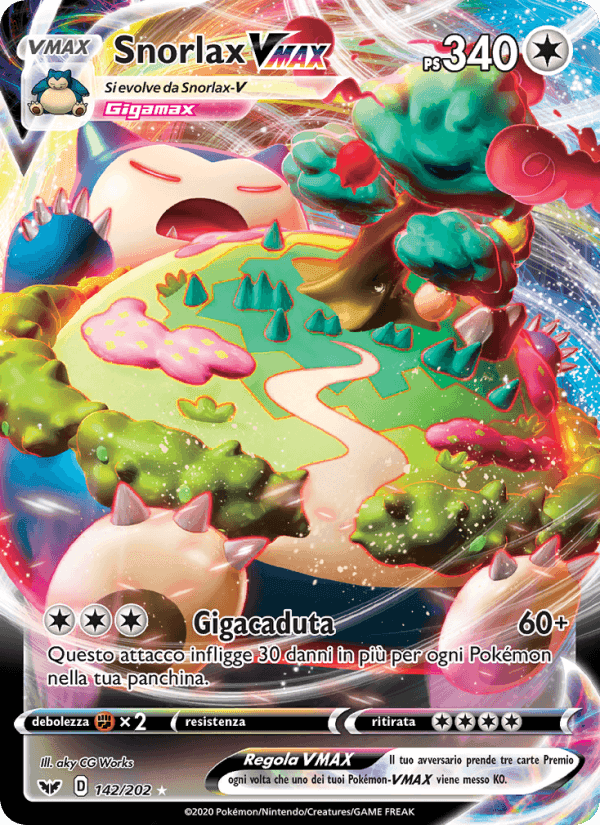 Snorlax VMAX, carta 142 di Spada e Scudo