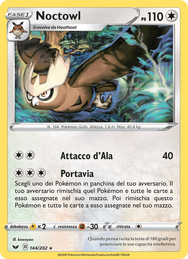 Noctowl, carta 144 di Spada e Scudo